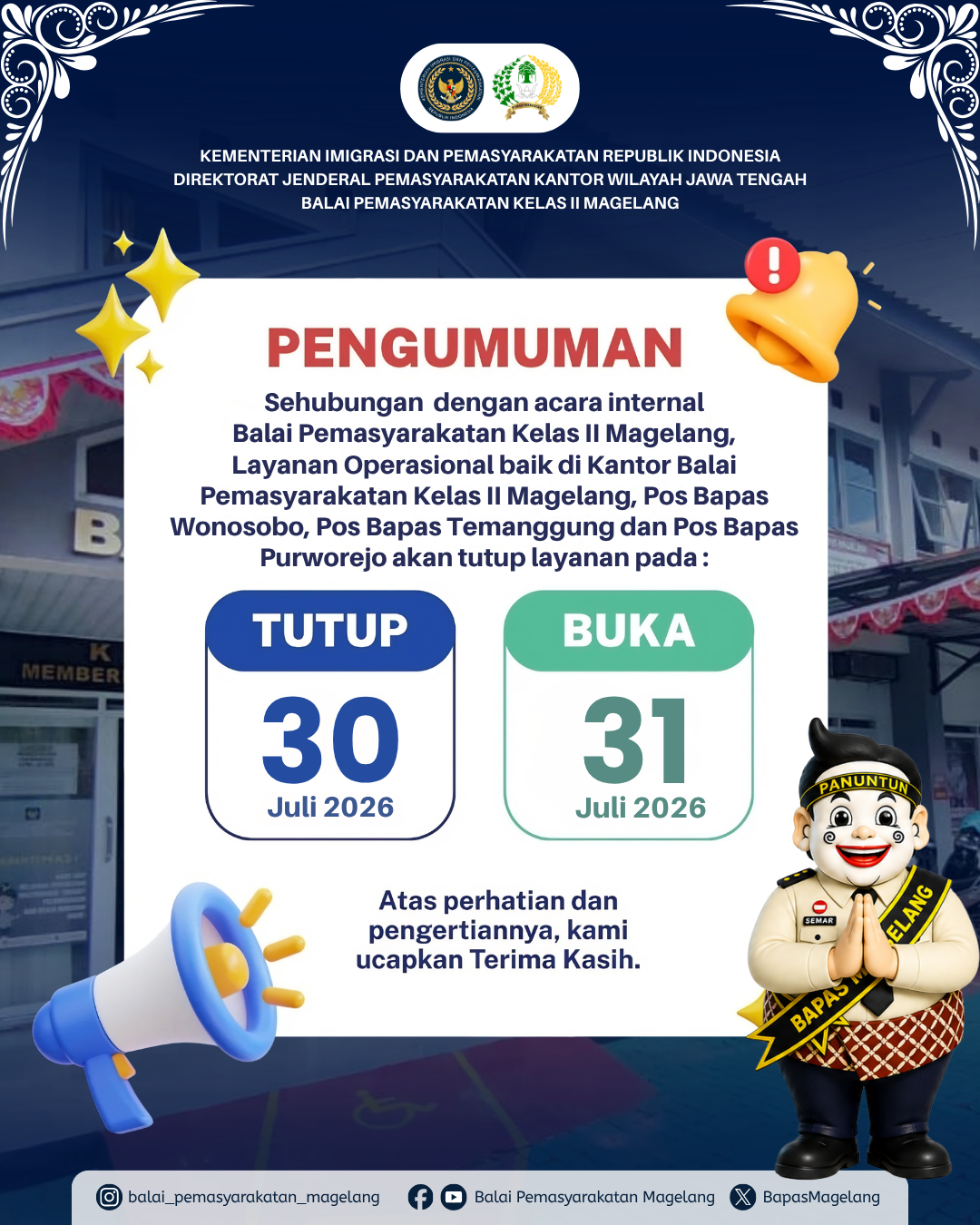 PENGUMUMAN LAYANAN SEMENTARA